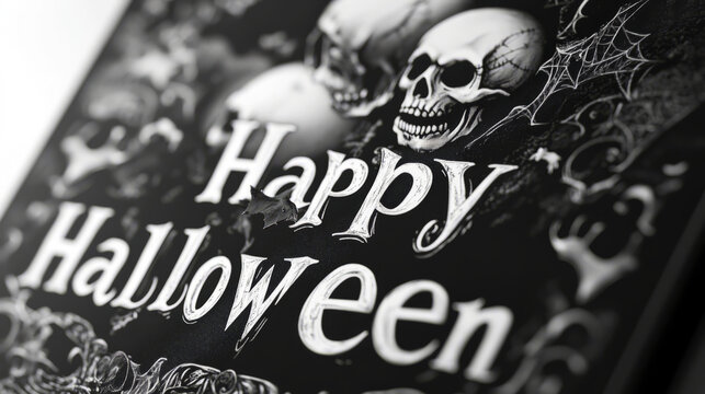 Spooky halloween background with skulls and cobwebs