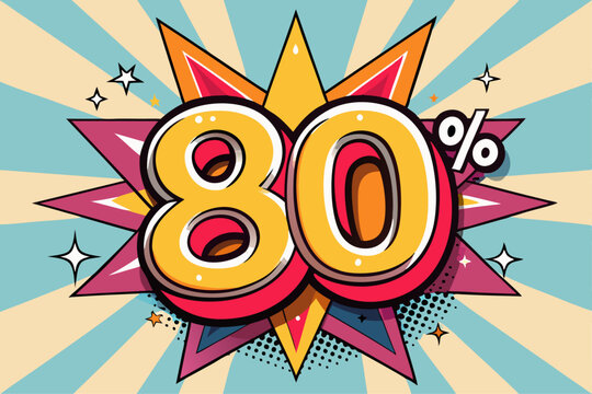 80 percent diskon sale promotion sales comic style