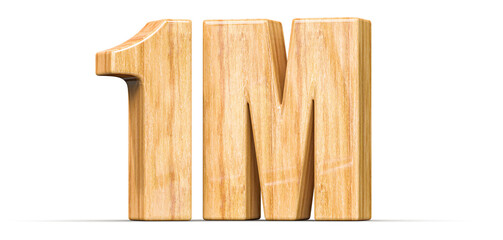 1M Followers Wooden Number 3D Render