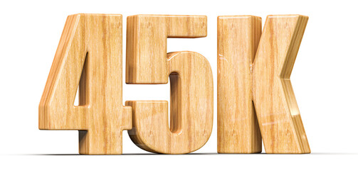 45k Followers Wooden Number 3D Render