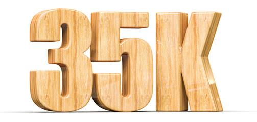 35k Followers Wooden Number 3D Render