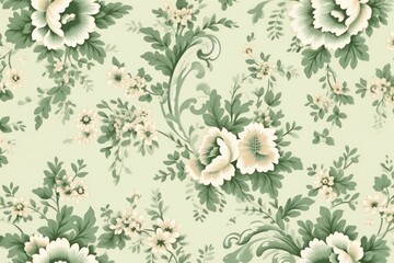 Vintage pattern muted green flower backgrounds wallpaper.