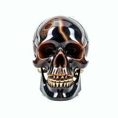 Skull made of agate. Isolated on white background. Front view, Digital illustration.