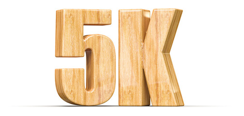 5k Followers Wooden Number 3D Render