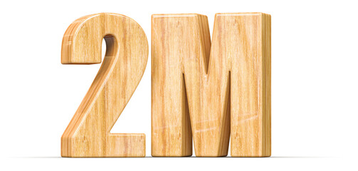 2M Followers Wooden Number 3D Render
