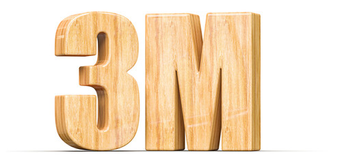 3M Followers Wooden Number 3D Render