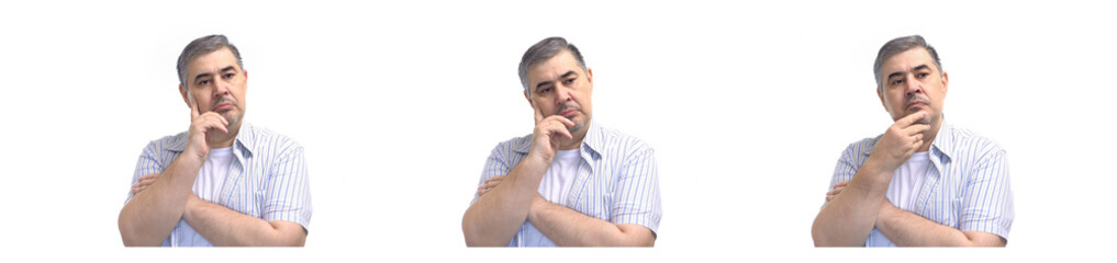 Thoughtful Man Deep in Contemplation - Isolated Image Set