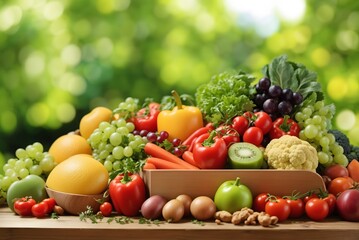 Collection of fresh organic vegetables and fruits