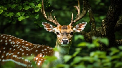 A Spotted Deer in the Forest