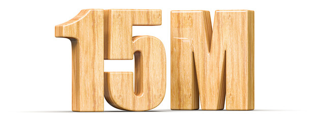 15M Followers Wooden Number 3D Render