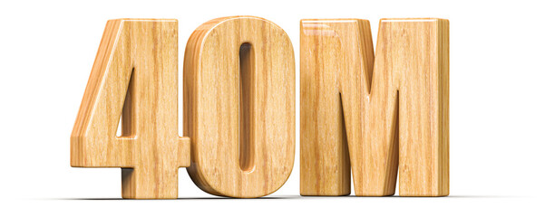 40M Followers Wooden Number 3D Render