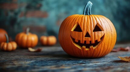 A PNG of a smiling Halloween pumpkin, with a friendly and approachable design