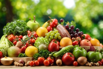 Collection of fresh organic vegetables and fruits