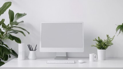 A minimalist workspace with a clean, monochromatic color scheme, emphasizing clarity and functionality.
