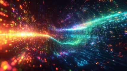 Fototapeta premium Abstract digital representation of vibrant light trails and colors.