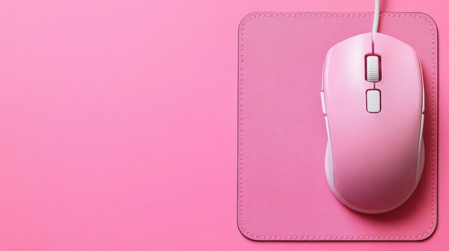 Modern pink computer mouse on vibrant pink background