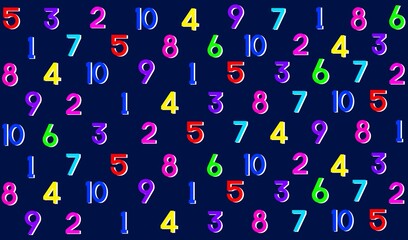 Background with numbers, 3d numbers, blue background with colorful number, blue, colorful, happy, school, fun, study, wrapping, paper, fabric, 123, pattern, seamless pattern, pattern of numbers