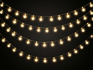 Warm glow of string lights on dark background
