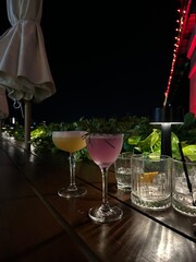 Rooftop bar cocktails