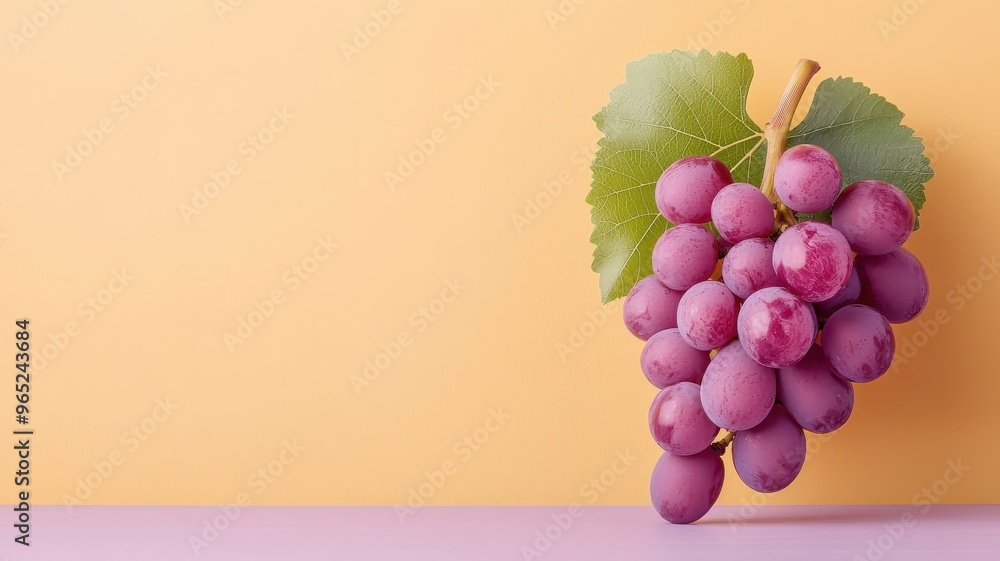 Wall mural Single grape isolated on a bright, colorful background for emphasis.