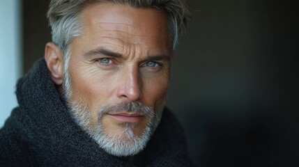 Obraz premium Happy confident handsome healthy mature older man, smiling middle aged male model.