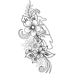 Abstract character  doodle flower line art 