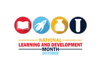 National Learning And Development Month October wallpaper with shapes and typography, banner, card, poster, template. National Learning And Development Month, background