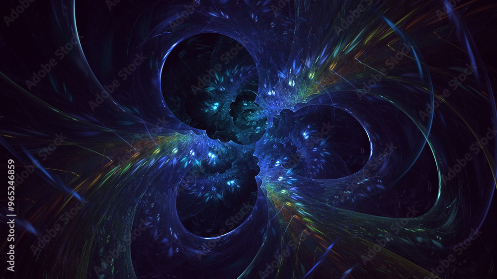Poster 3d manual rendering abstract multicolor fractal light background. its not ai generatd illustration.
