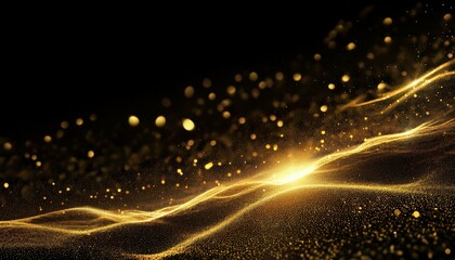 Black and Gold Glowing Particles Abstract Bokeh Background | 金色に輝く粒子と抽象的な黒色のボケ背景