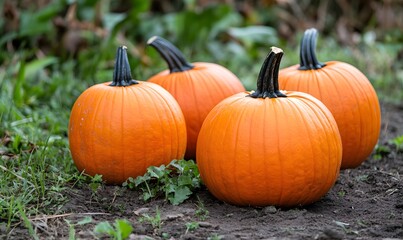orange pumpkins on the ground