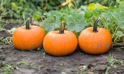 orange pumpkins on the ground