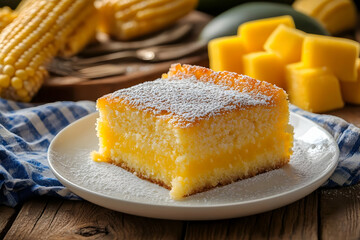 Delicious Homemade Cornbread with Powdered Sugar