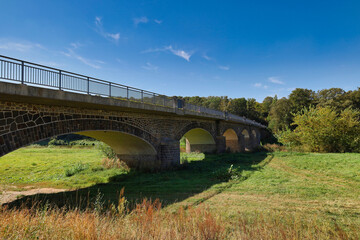 Brücke Kössern, Muldental bei Grimma, Grimma an der Mulde, Landkreis Leipziger Land, Sachsen, Deutschland