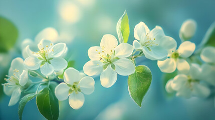 Obraz premium Blooming White Flowers in Springtime Nature