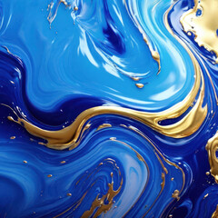 abstract background blue golden and blue water color, A painting of a blue and gold color