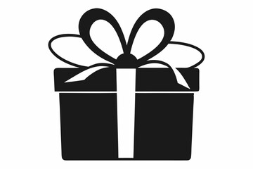 Gift box icon Silhouette vector illustration, christmas gift box with ribbon