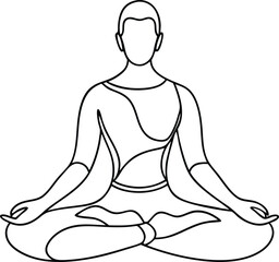 meditation practices line art vector illustration