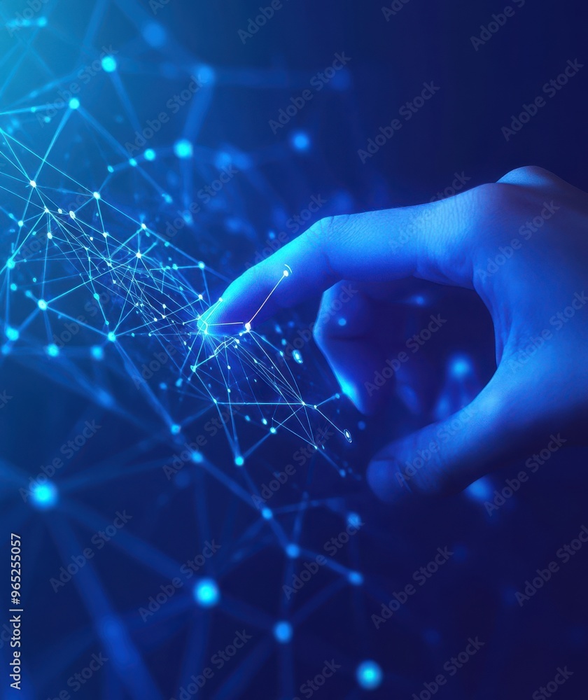 Aufkleber futuristic hand interacting with digital screen depicting advanced technology and innovation concept