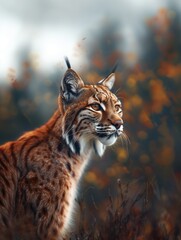 Obraz premium Puma, Cougar, Mountain Lion Close Up Portrait in Autumn Wildlife