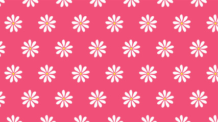 white flower seamless pattern in pink background for fabric print, paper print, social media, party print or any use. flower doodle