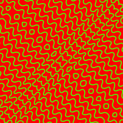 red and green with waves lines  seamless pattern for decorating all fashion,fabrics,wallpapers and prints on red background.