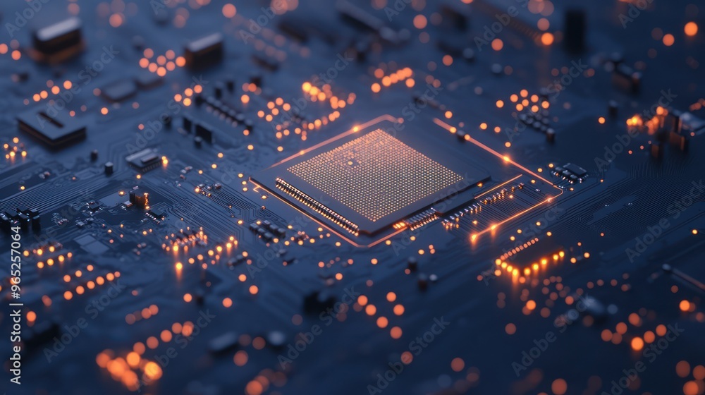 Poster Close-up of a Processor on a Circuit Board