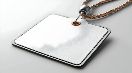 Fototapeta premium White Leather Tag with Rope Lanyard Mockup