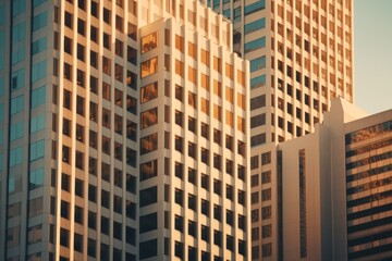 Fototapeta premium Retro tall skyscraper office buildings city architecture metropolis. AI generated Image by rawpixel.