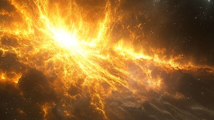 Star emitting radiation and creating auroras on nearby planets, stars, cosmic interaction