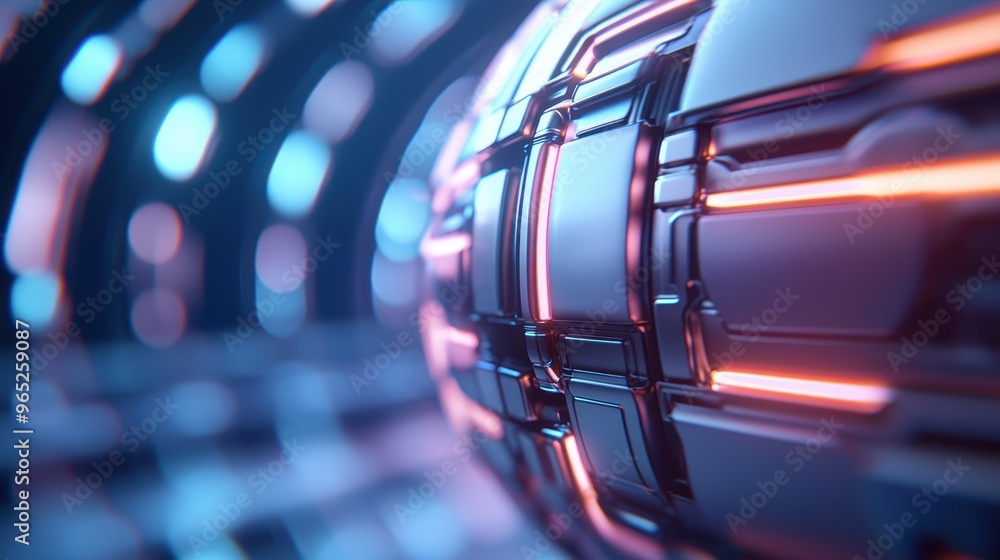Poster sci-fi dyson sphere concept, futuristic abstract technology design featuring glowing lines and shape