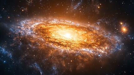 Fototapeta premium Starburst galaxy with a dense core of newly formed stars, stars, cosmic creation