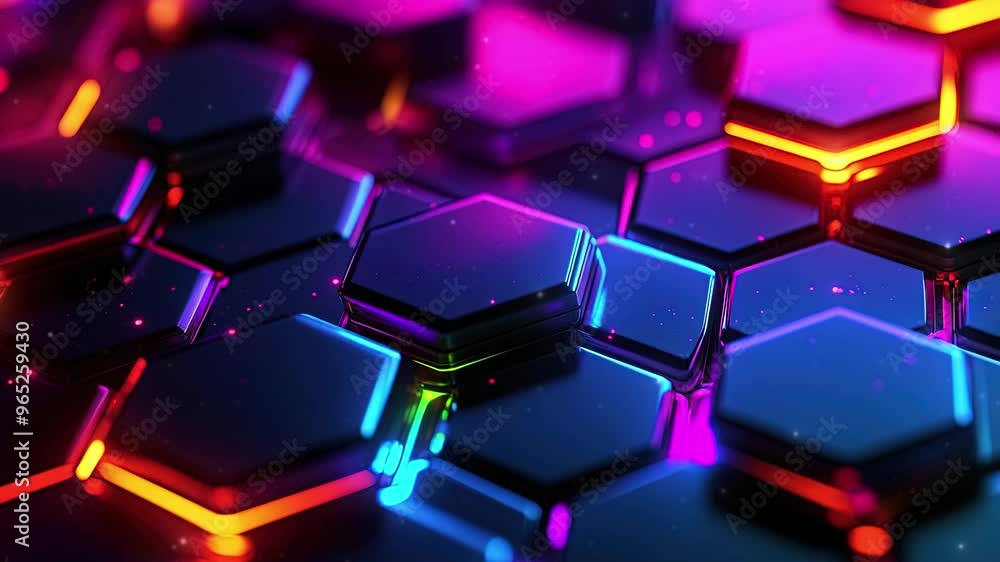 Aufkleber abstract background with glowing hexagons. abstract digital futuristic pattern. close-up of hexagona