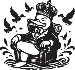 King duck mascot silhouette shape vector design