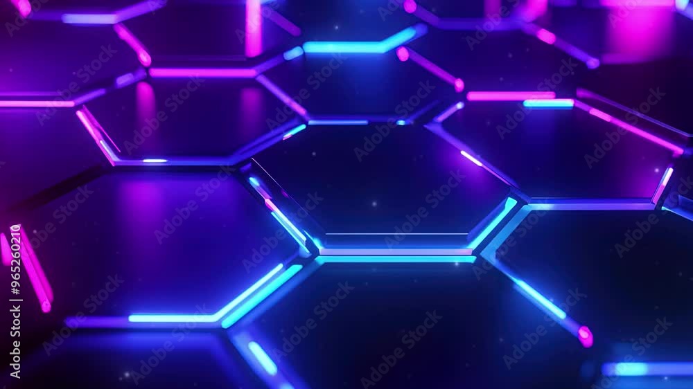 Aufkleber abstract background with glowing hexagons. abstract digital futuristic pattern. close-up of hexagona